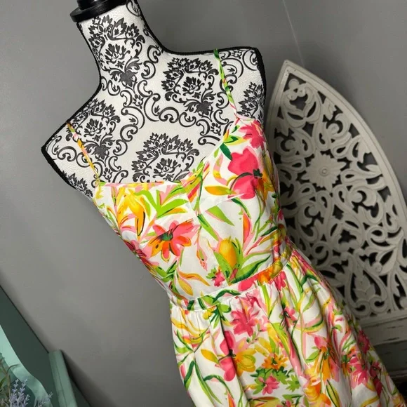 J. Crew Tropical Floral Mini Dress Size 4 Boho Beach Vacation Resortwear - Picture 2 of 12
